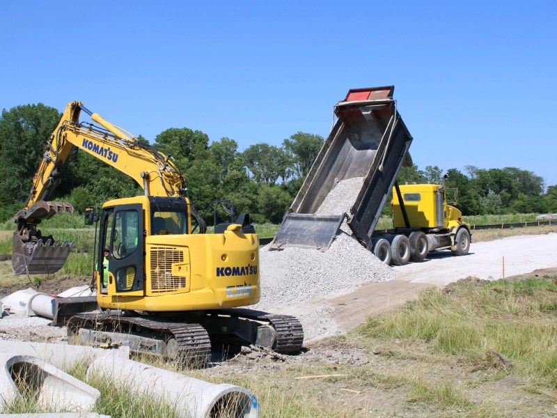 Construction being done to prepare for the array of more than 19,000 solar panels on Larry Graham’s land.