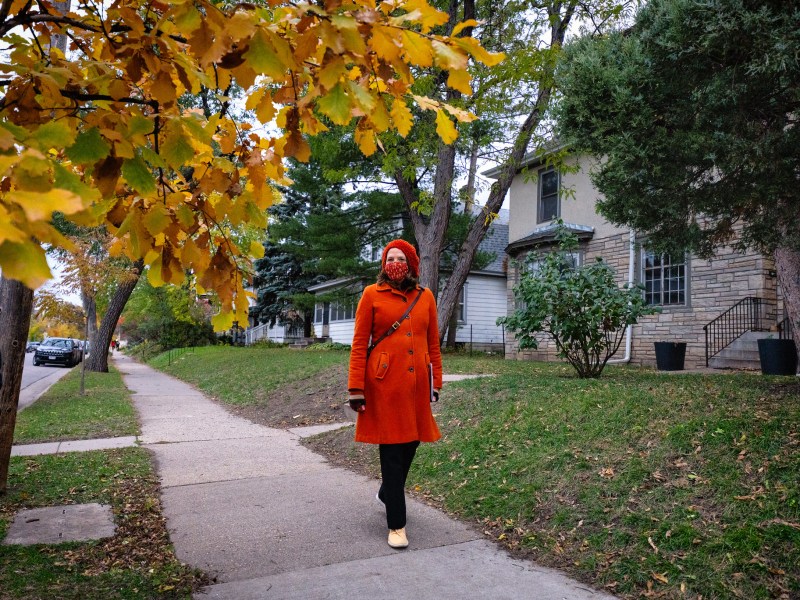 Former state legislator and then-Minneapolis mayoral candidate Kate Knuth knocking doors on election night 2021 in the Whittier neighborhood of Minneapolis.