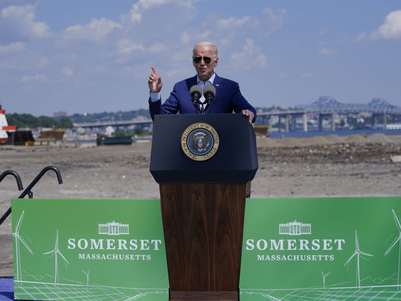 President Joe Biden speaks about climate change and clean energy at Brayton Power Station, Wednesday, July 20, 2022, in Somerset, Massachusetts.