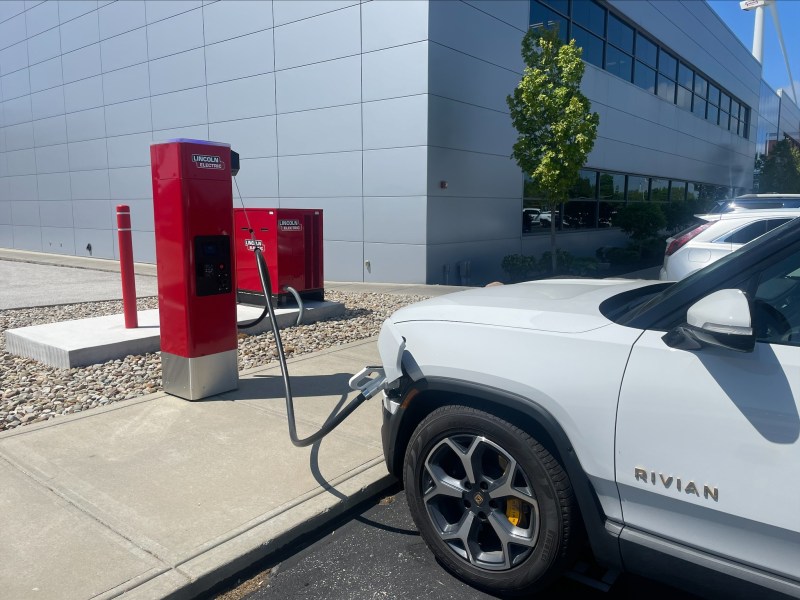Electric vehicle charger at Lincoln Electric headquarters in Cleveland