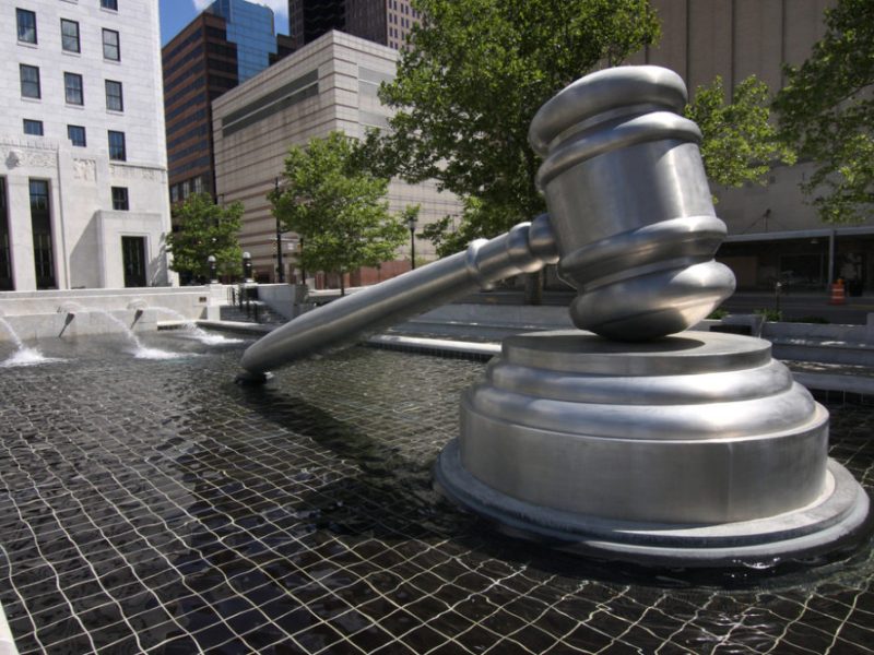 "Gavel," a sculpture by Andrew F. Scott, outside the Supreme Court of Ohio.