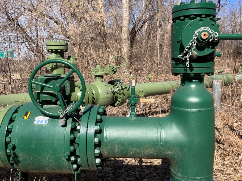 A pipeline valve in a rural setting.