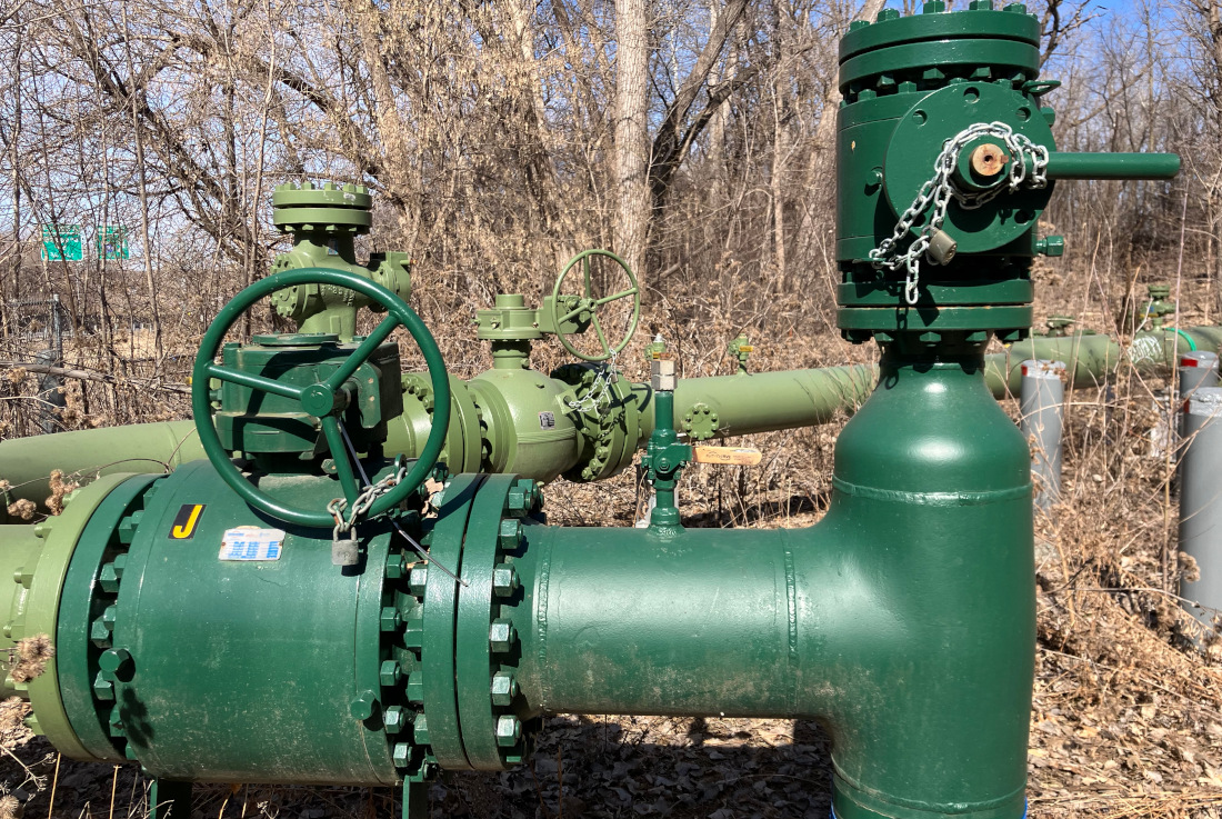 A pipeline valve in a rural setting.