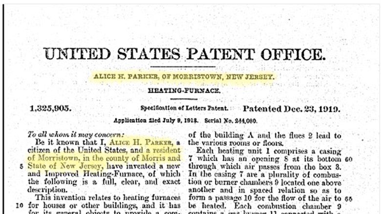 A document from the U.S. Patent Office explains the invention and places Parker in Morristown, New Jersey.